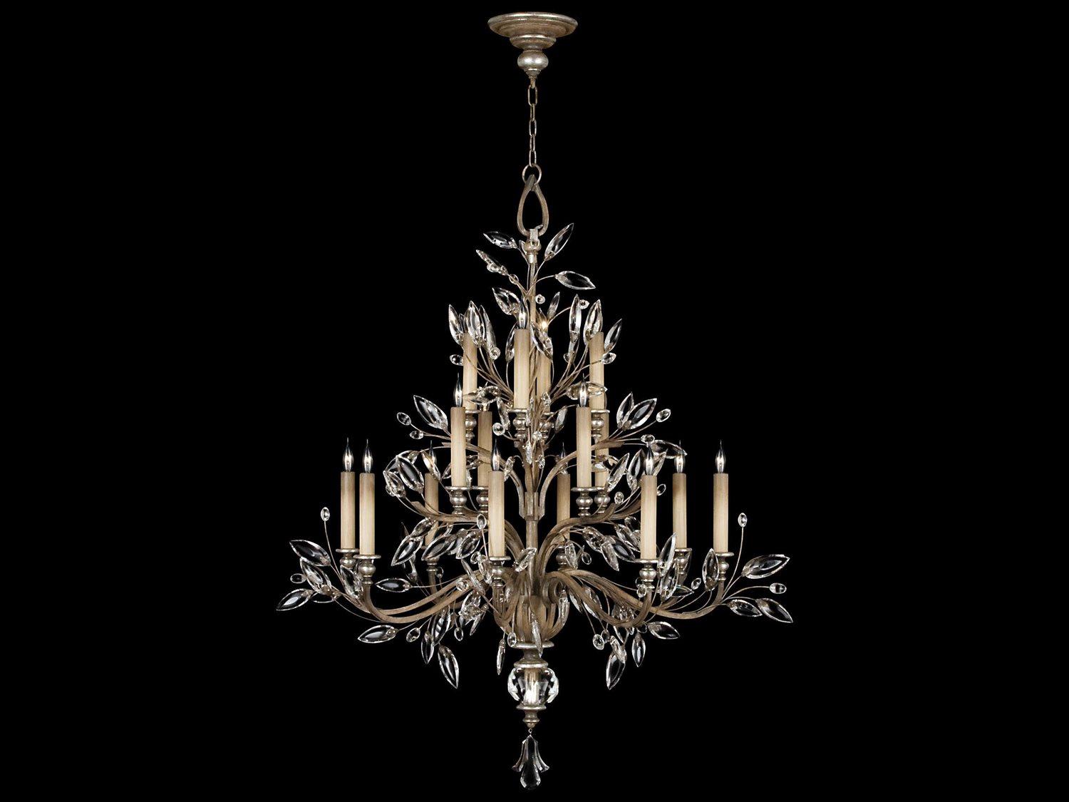 Fine Art Handcrafted Lighting Crystal Laurel 16-Light Silver Candelabra Chandelier