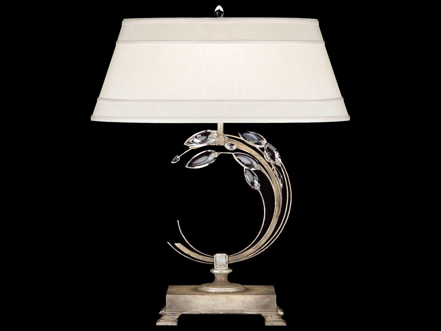 Fine Art Handcrafted Lighting Crystal Laurel Silver Table Lamp