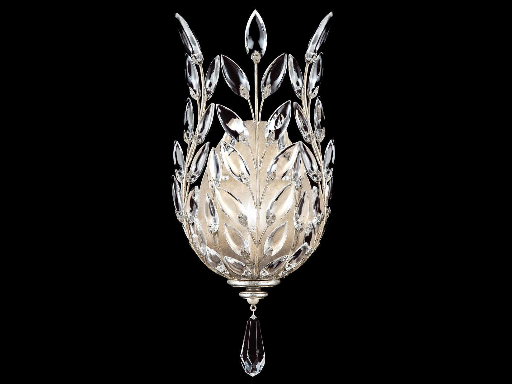 Fine Art Handcrafted Lighting Crystal Laurel 1-Light Silver Leaf Wall Sconce