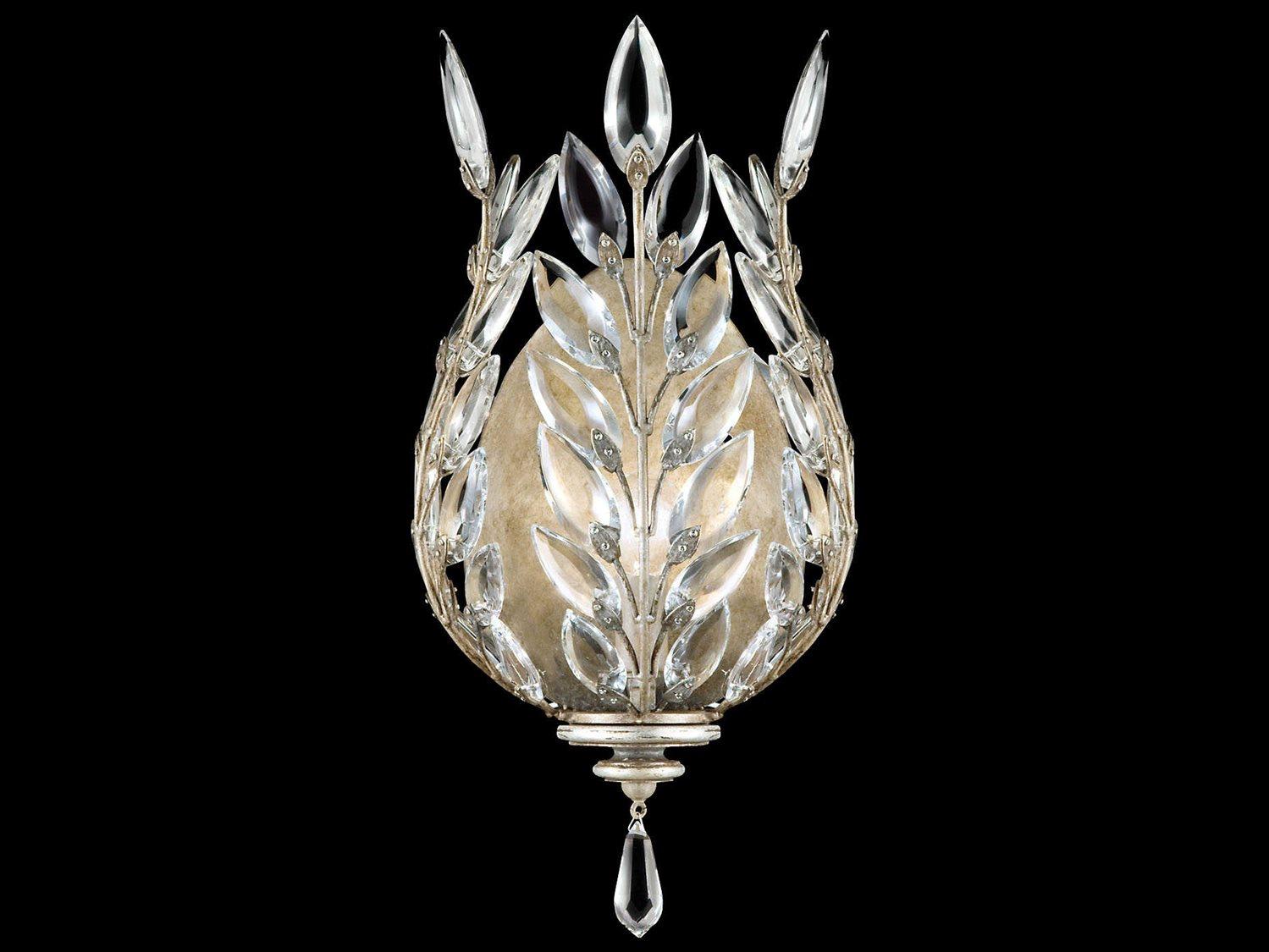 Fine Art Handcrafted Lighting Crystal Laurel Silver Wall Sconce