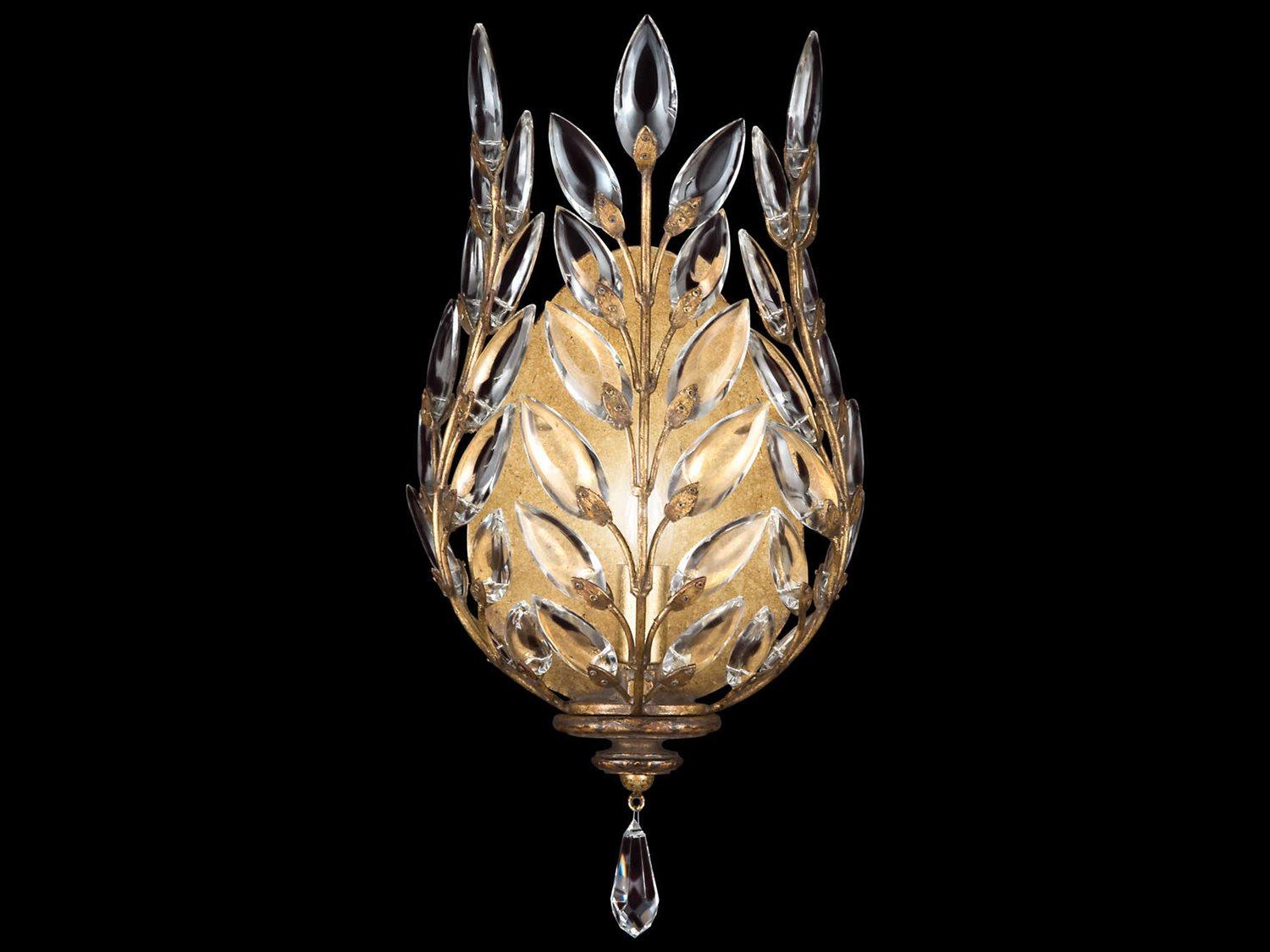 Fine Art Handcrafted Lighting Crystal Laurel Gold Wall Sconce