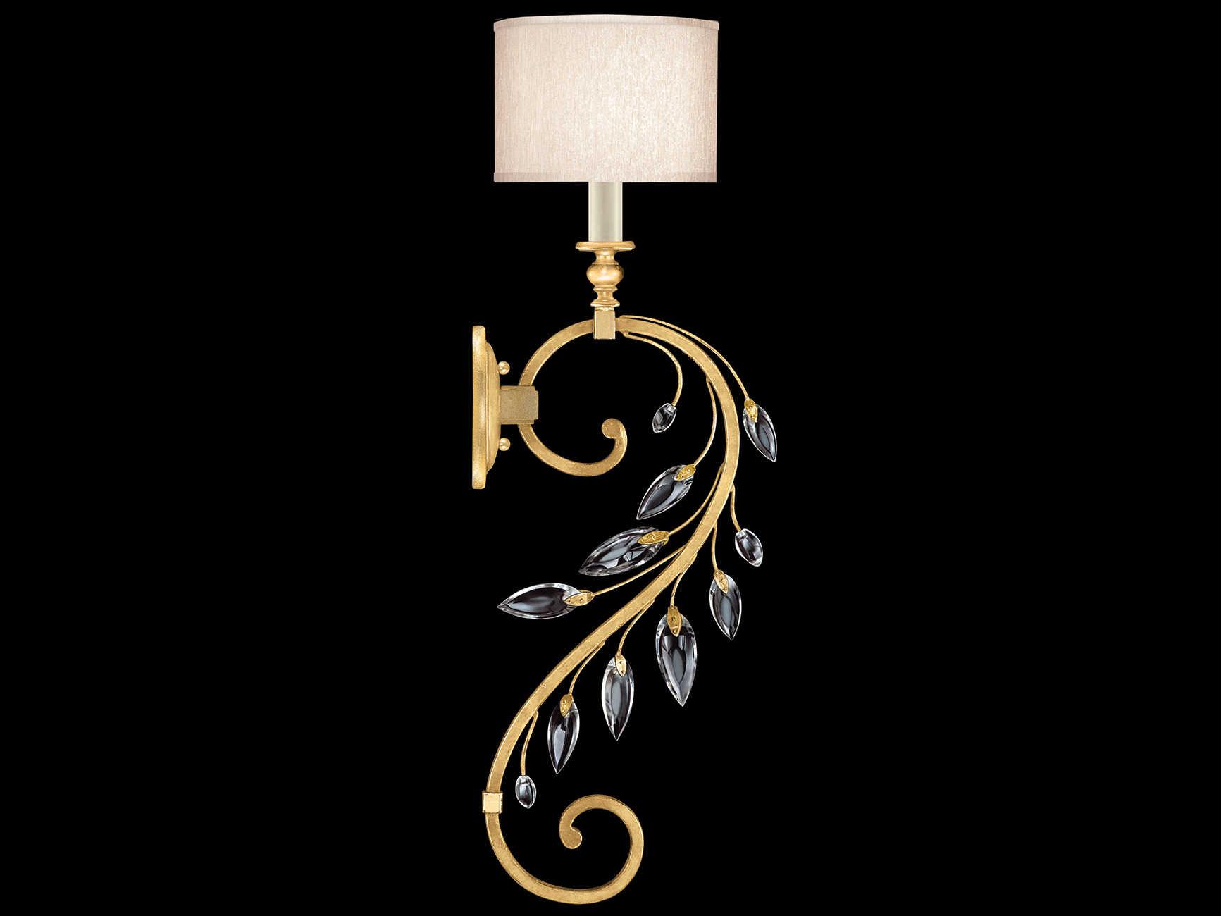 Fine Art Handcrafted Lighting Crystal Laurel 1-Light Gold Leaf Wall Sconce