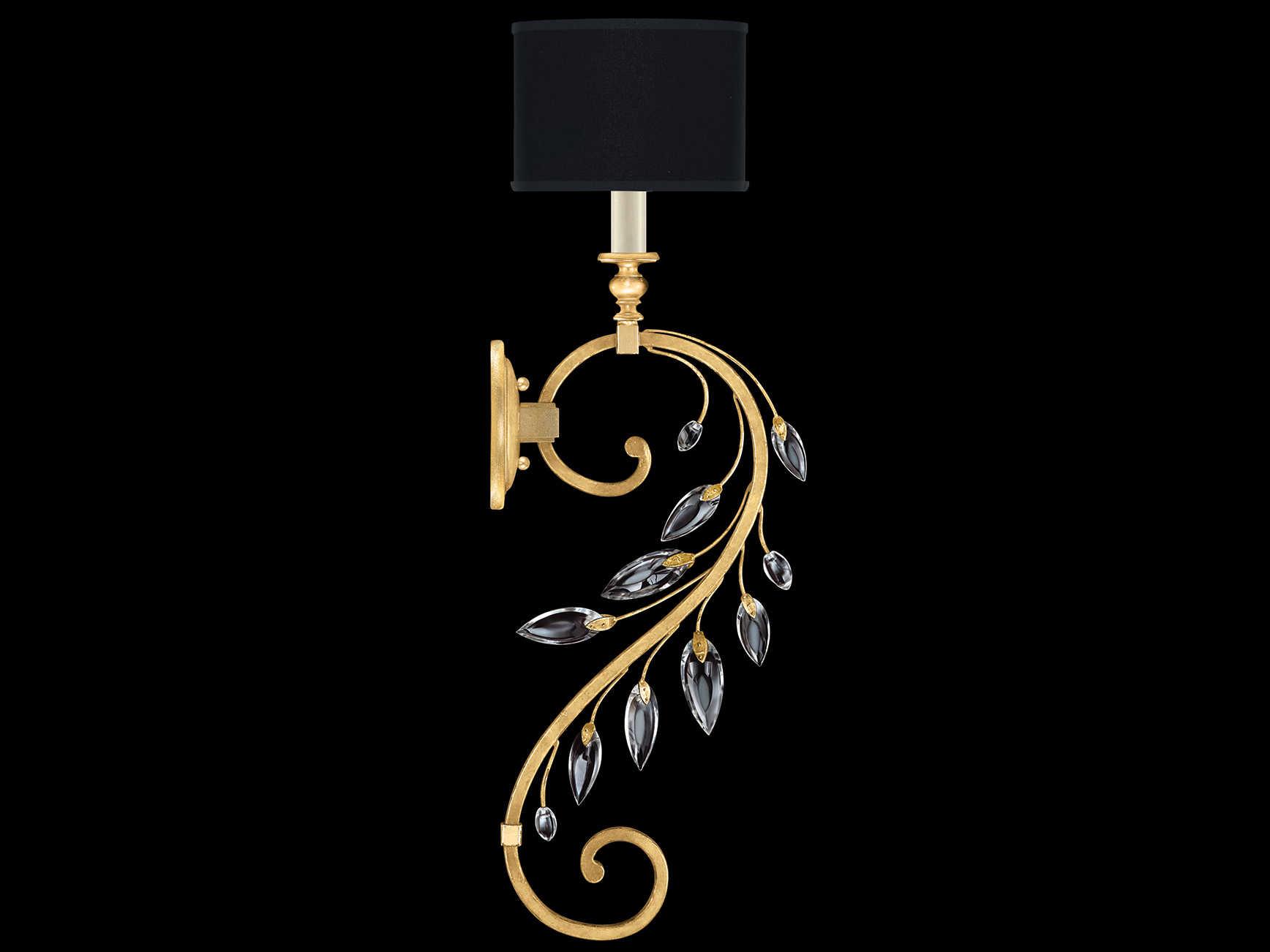 Fine Art Handcrafted Lighting Crystal Laurel 1-Light Gold Leaf Wall Sconce