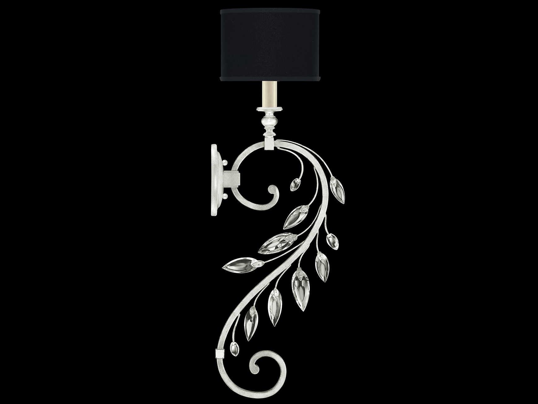 Fine Art Handcrafted Lighting Crystal Laurel 1-Light Silver Leaf Wall Sconce