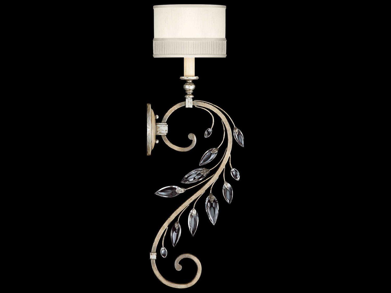 Fine Art Handcrafted Lighting Crystal Laurel Silver Wall Sconce