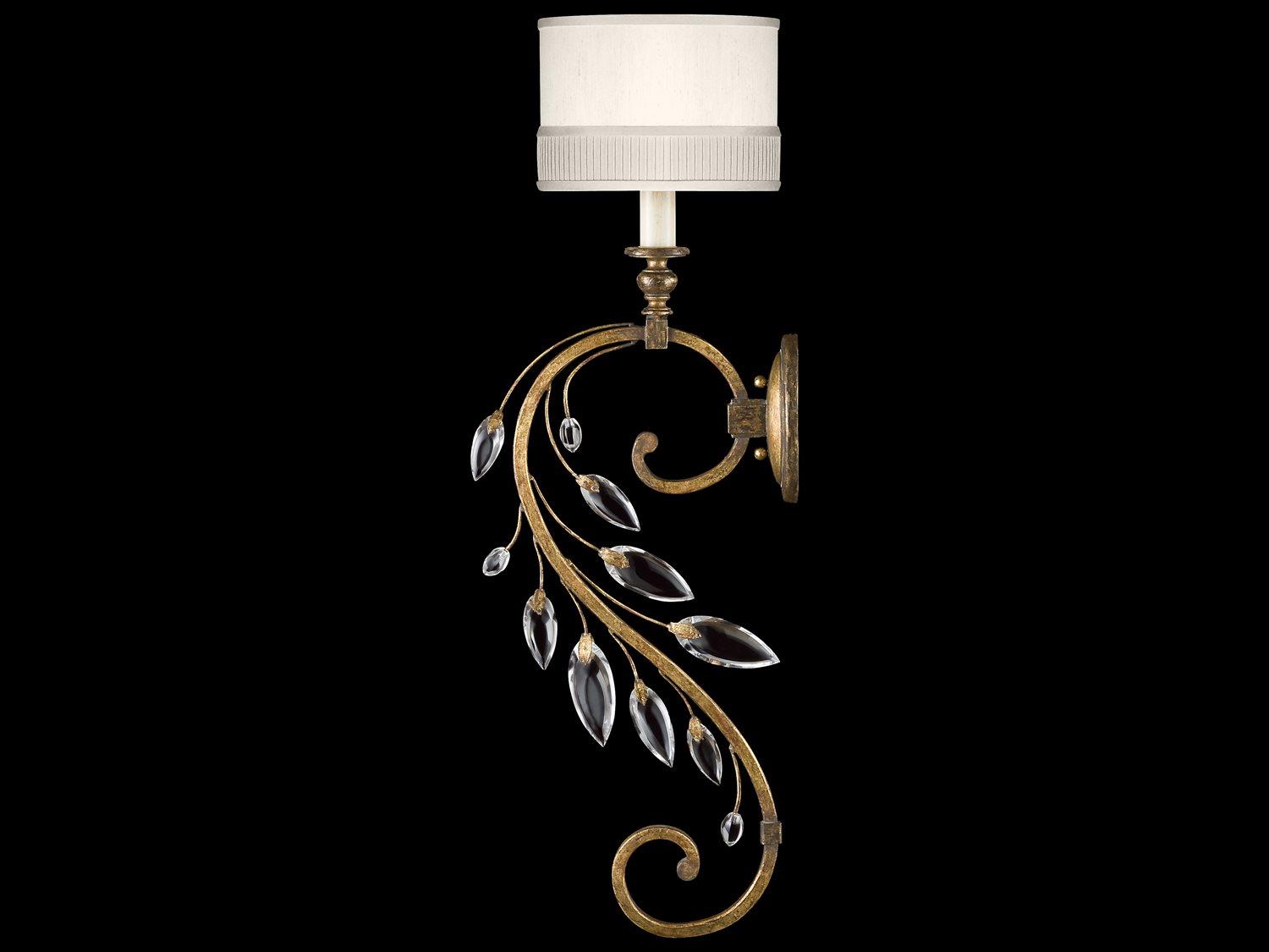Fine Art Handcrafted Lighting Crystal Laurel Gold Wall Sconce