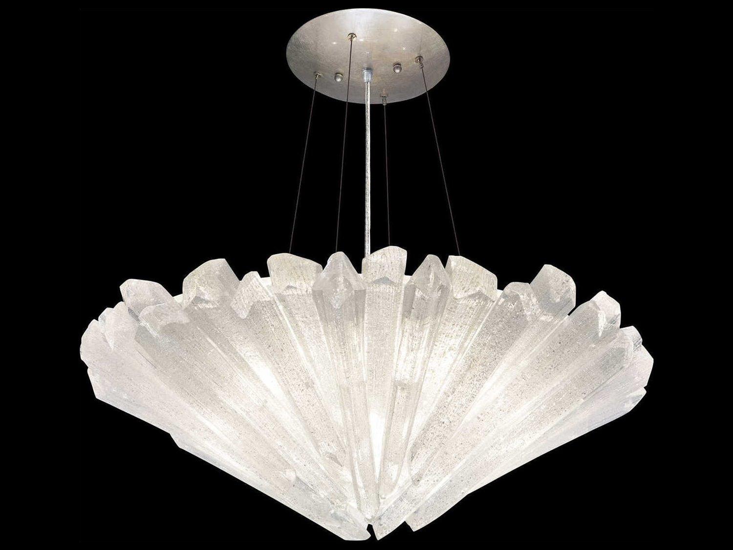Fine Art Handcrafted Lighting Diamantina 3-Light Silver Crystal Bowl Pendant