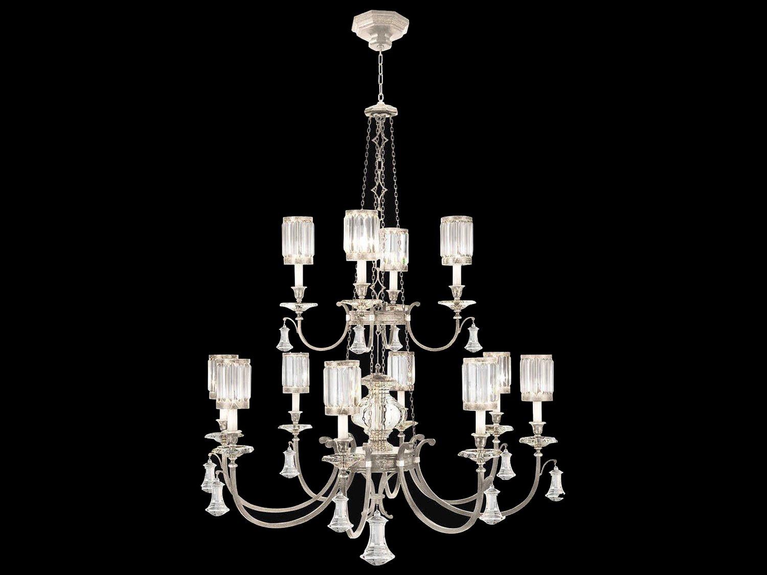 Fine Art Handcrafted Lighting Eaton Place 12-Light Silver Crystal Candelabra Drum Chandelier