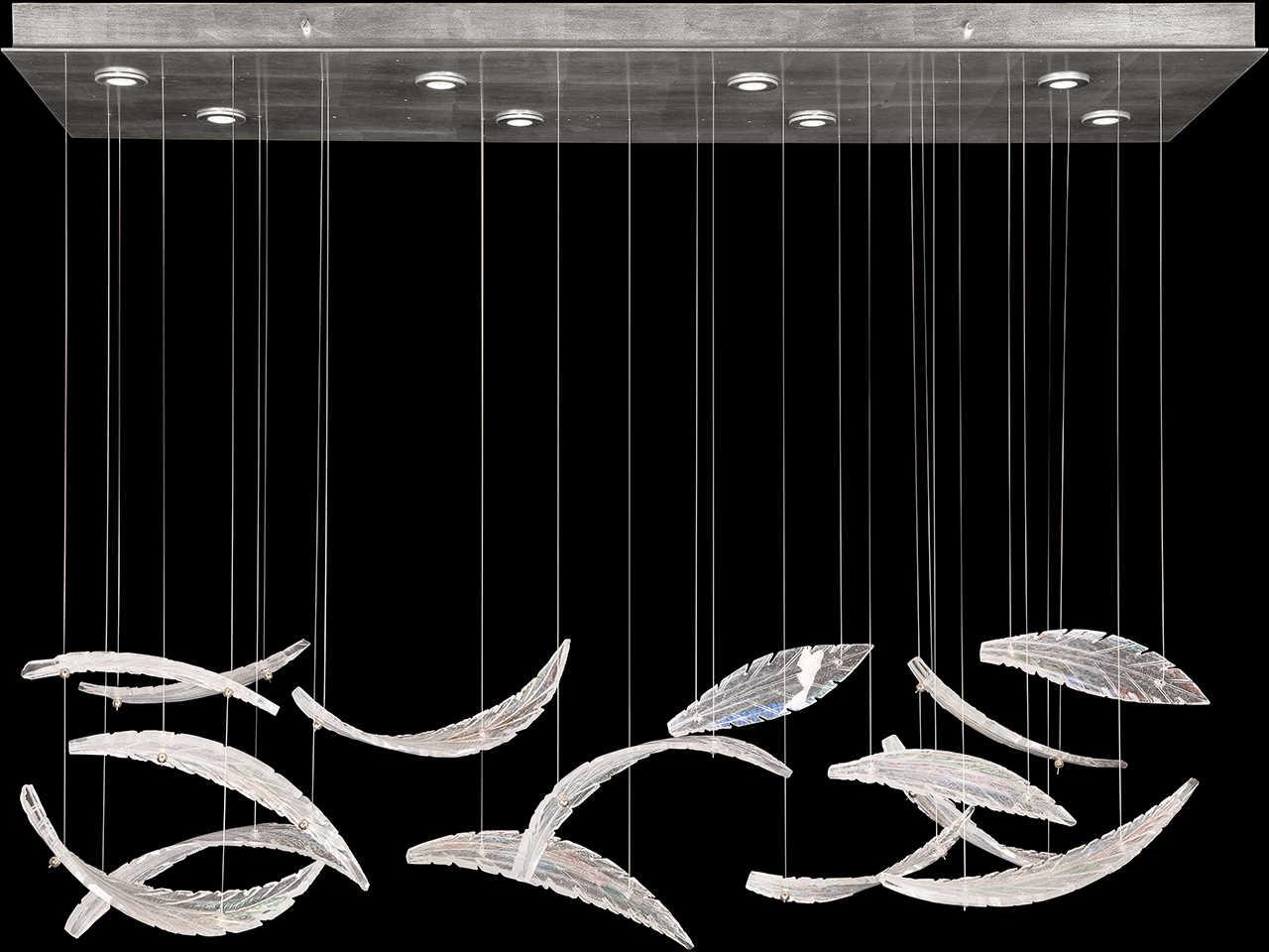 Fine Art Handcrafted Lighting Elevate 8-Light Silver Leaf Crystal Glass Island Pendant