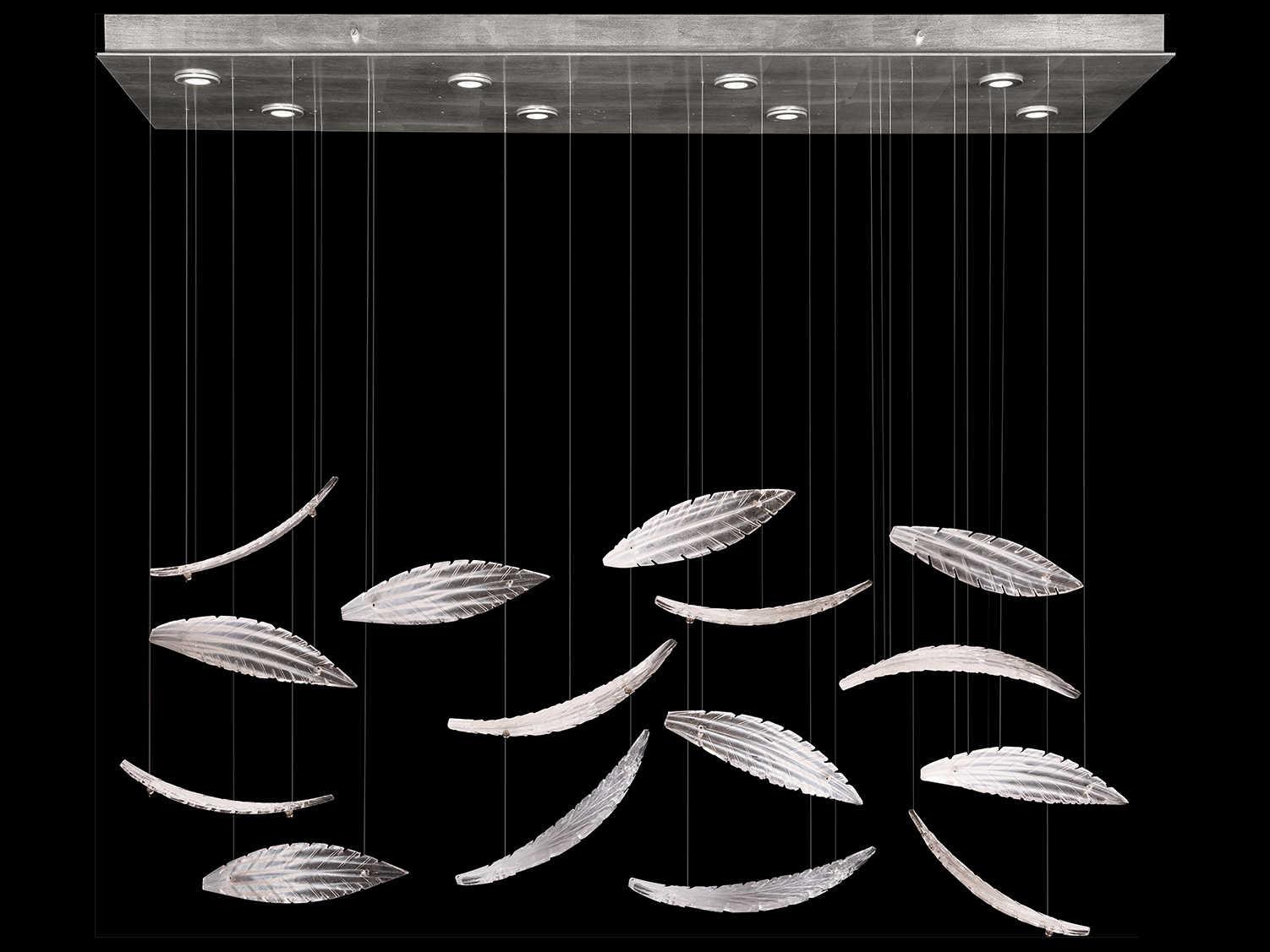 Fine Art Handcrafted Lighting Elevate 8-Light Silver Leaf Crystal Glass Island Pendant