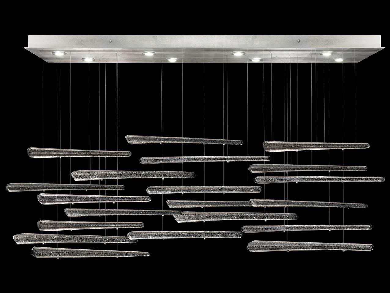 Fine Art Handcrafted Lighting Elevate 8-Light Silver Leaf Crystal Glass Island Pendant