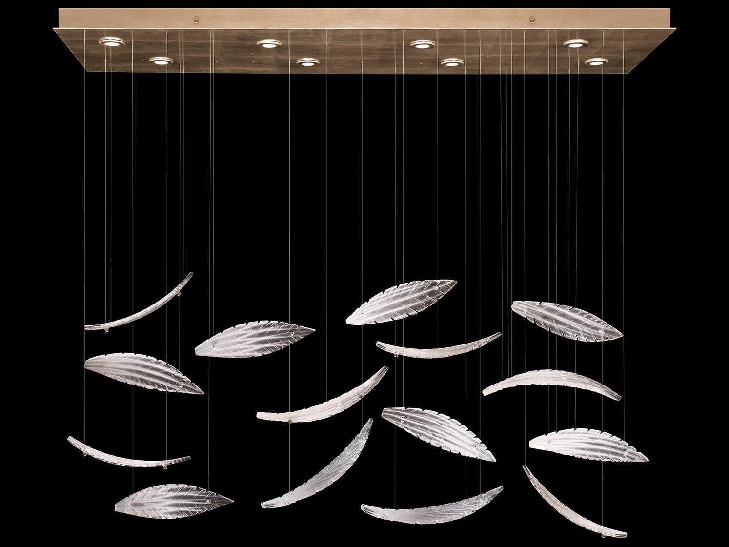 Fine Art Handcrafted Lighting Elevate 8-Light Gold Leaf Crystal Glass Island Pendant