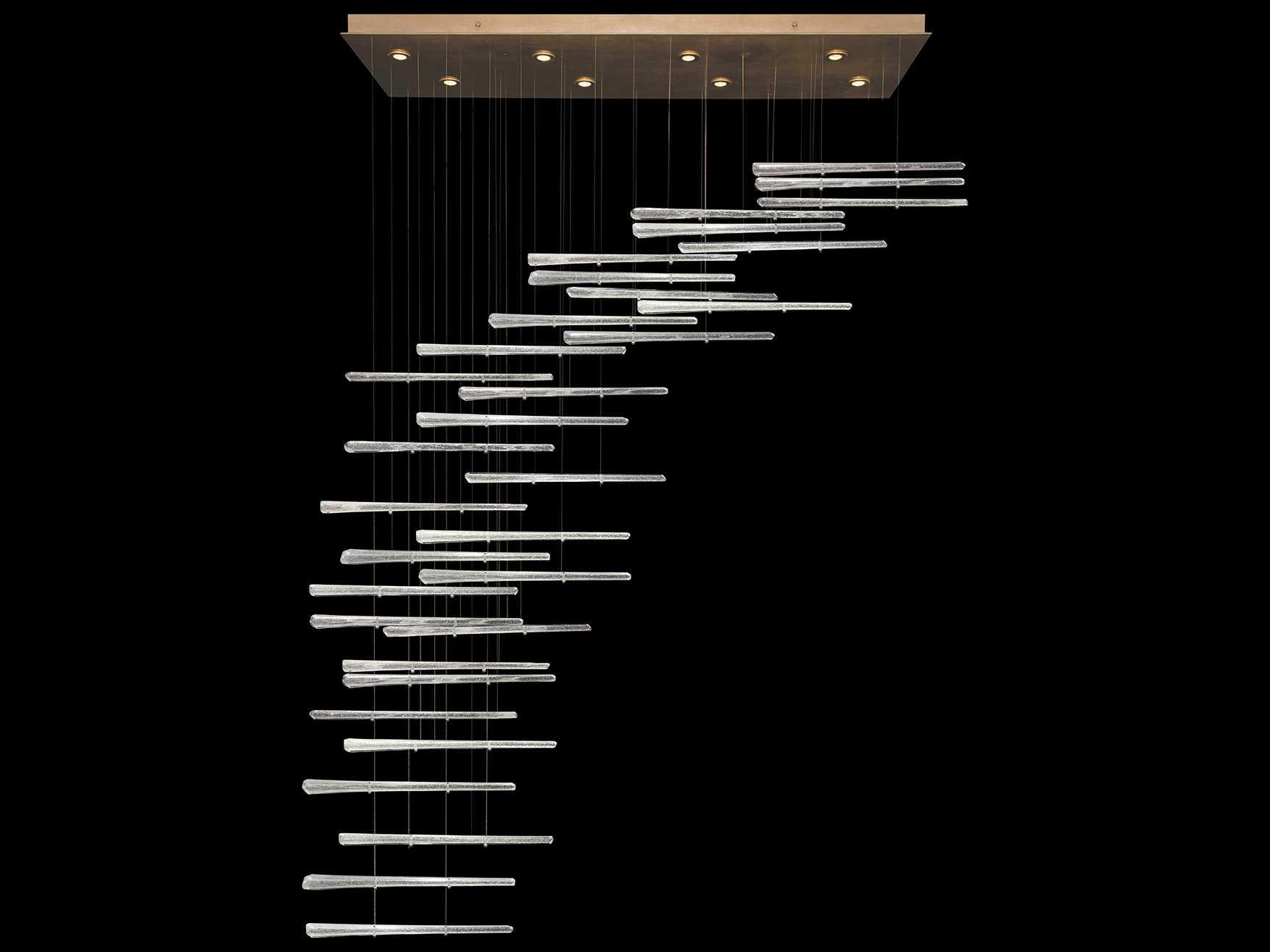 Fine Art Handcrafted Lighting Elevate 8-Light Gold Leaf Crystal Glass Island Pendant