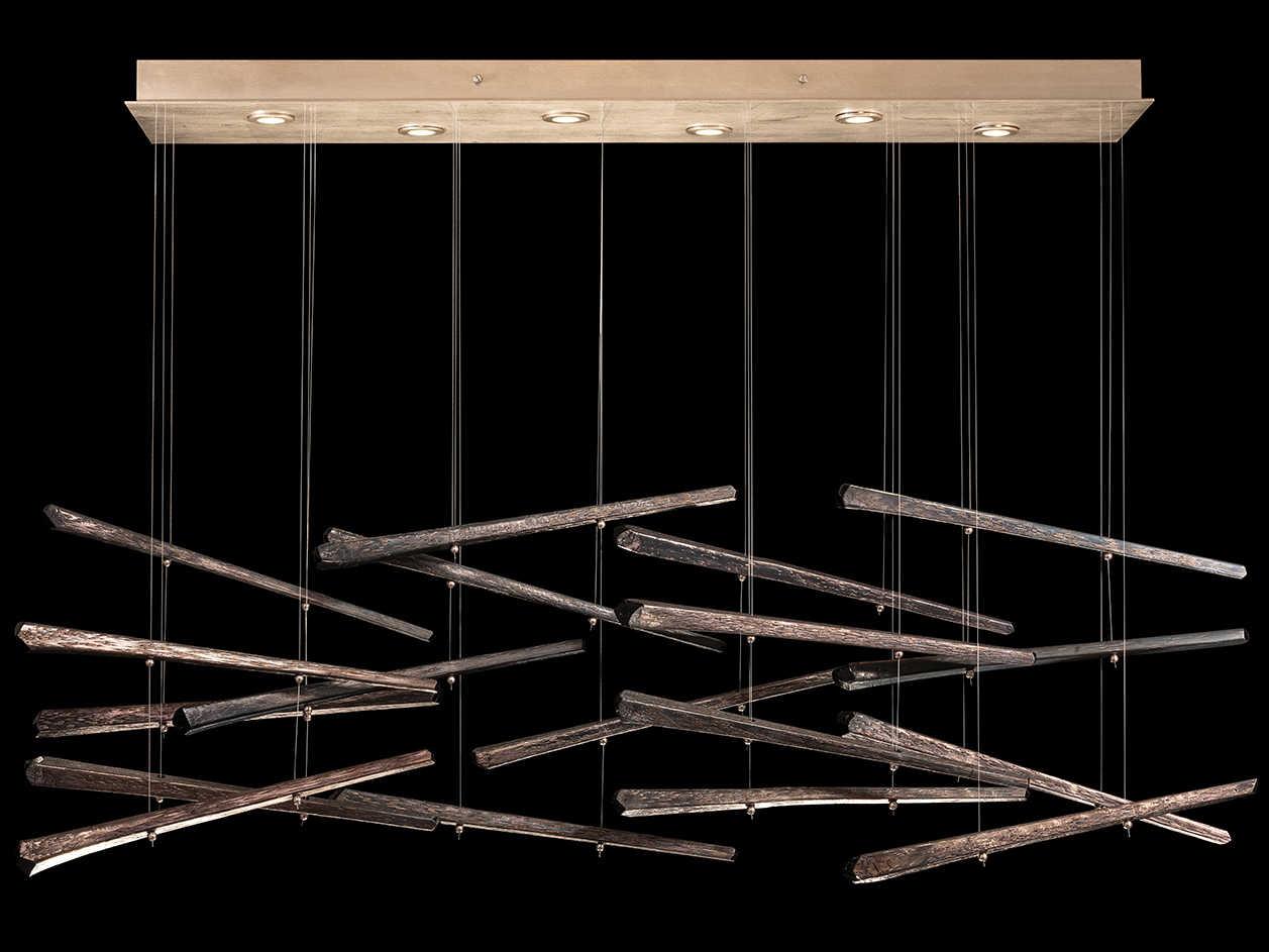 Fine Art Handcrafted Lighting Elevate 8-Light Gold Leaf Glass LED Island Pendant