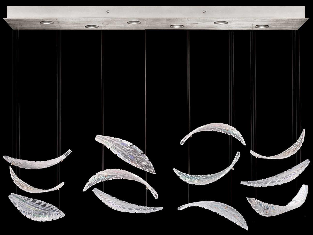 Fine Art Handcrafted Lighting Elevate 6-Light Silver Leaf Crystal Glass Island Pendant