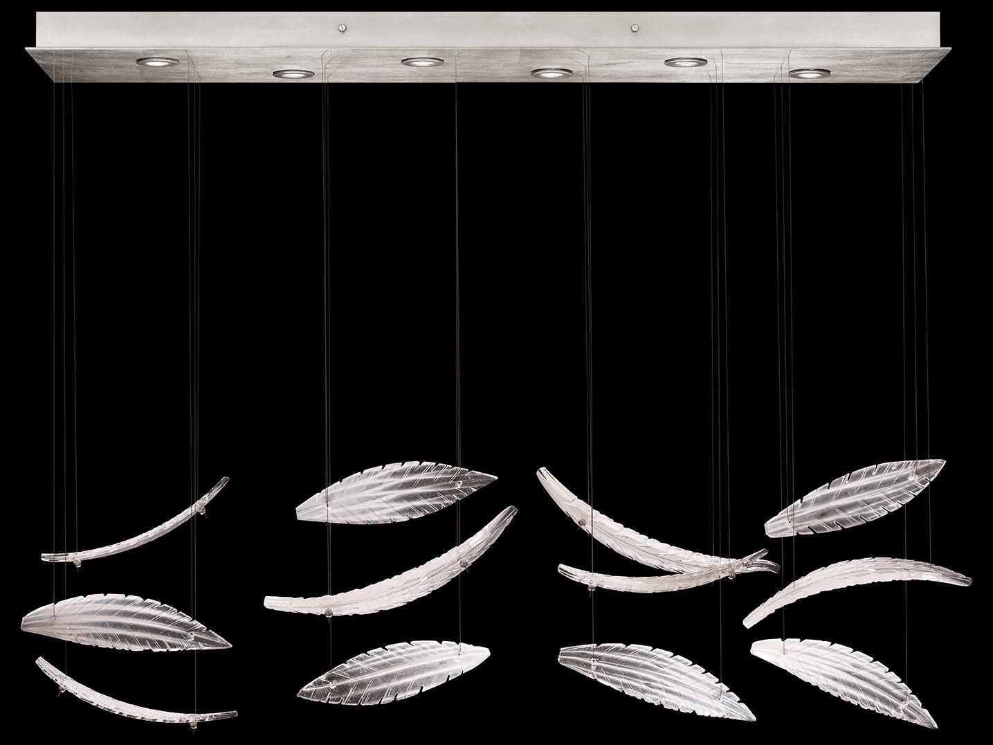 Fine Art Handcrafted Lighting Elevate 6-Light Silver Leaf Crystal Glass Island Pendant