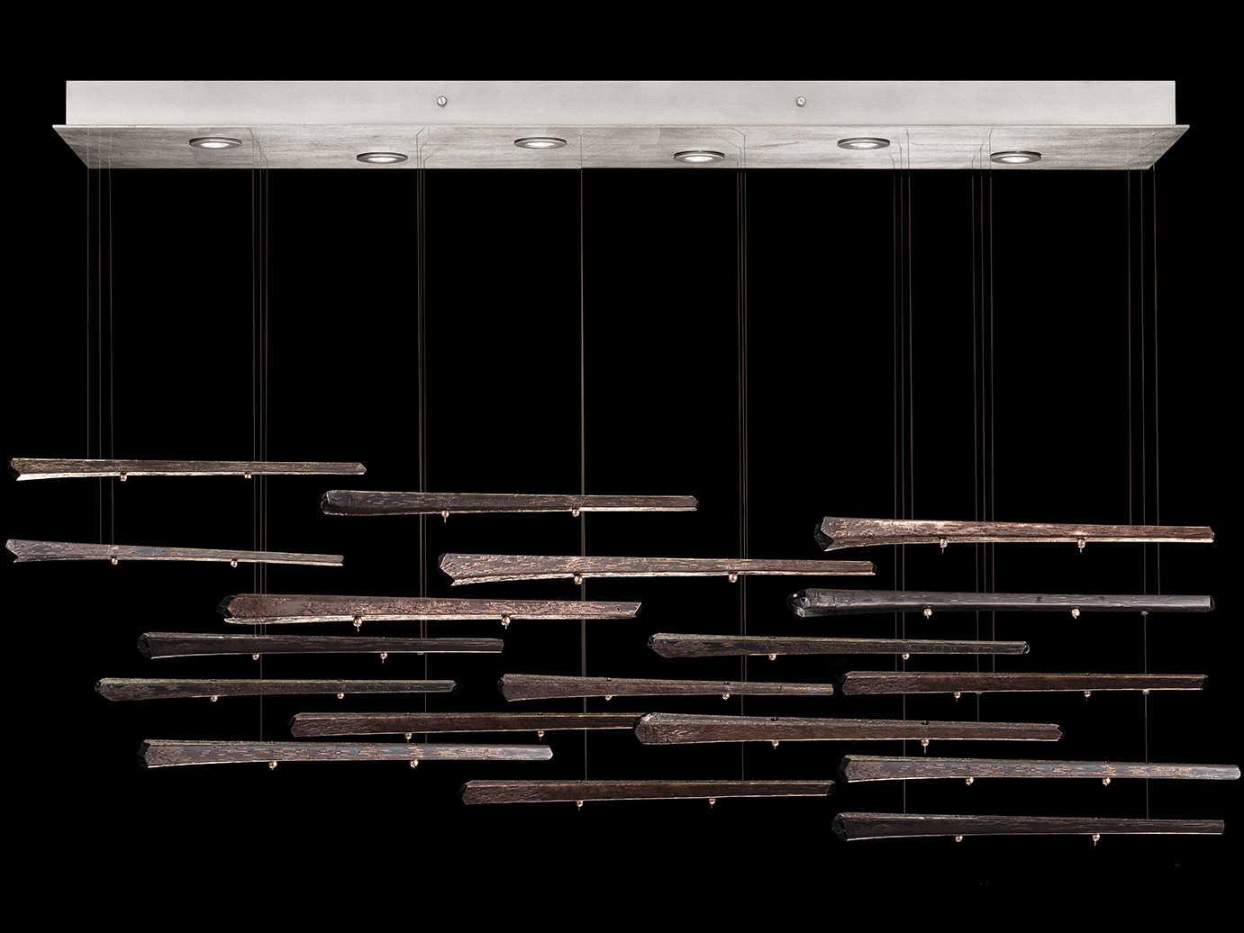 Fine Art Handcrafted Lighting Elevate 8-Light Silver Leaf Glass LED Island Pendant