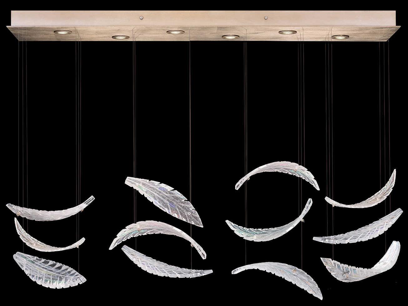 Fine Art Handcrafted Lighting Elevate 6-Light Gold Leaf Crystal Glass Island Pendant