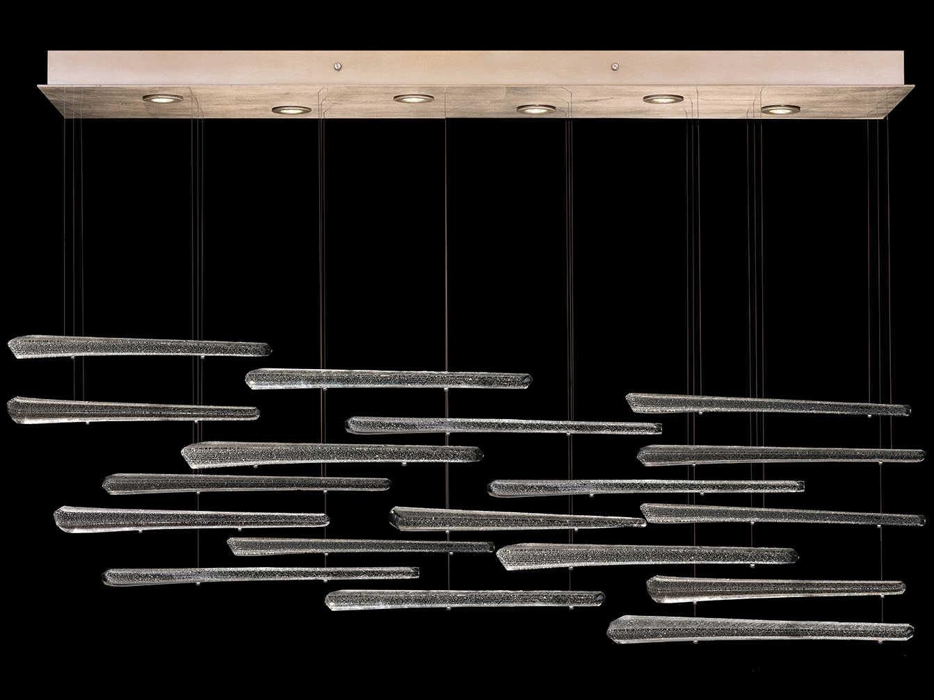 Fine Art Handcrafted Lighting Elevate 6-Light Gold Leaf Crystal Glass Island Pendant