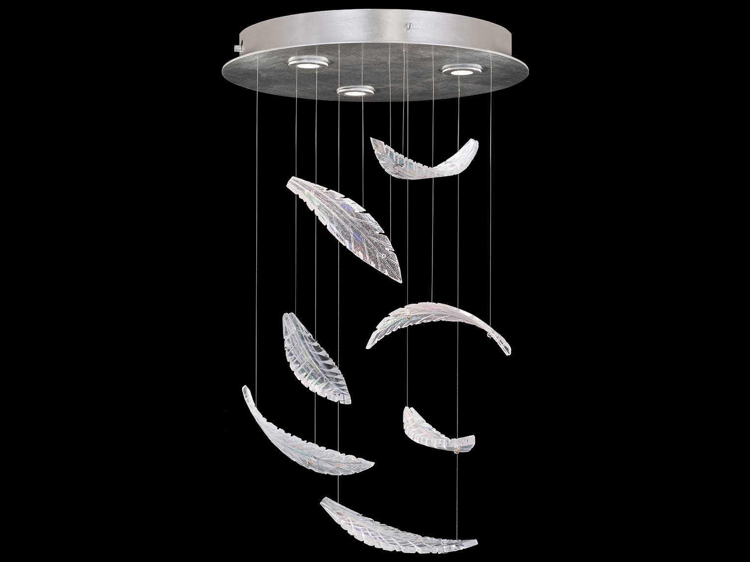 Fine Art Handcrafted Lighting Elevate 8-Light Silver Leaf Crystal Glass Pendant
