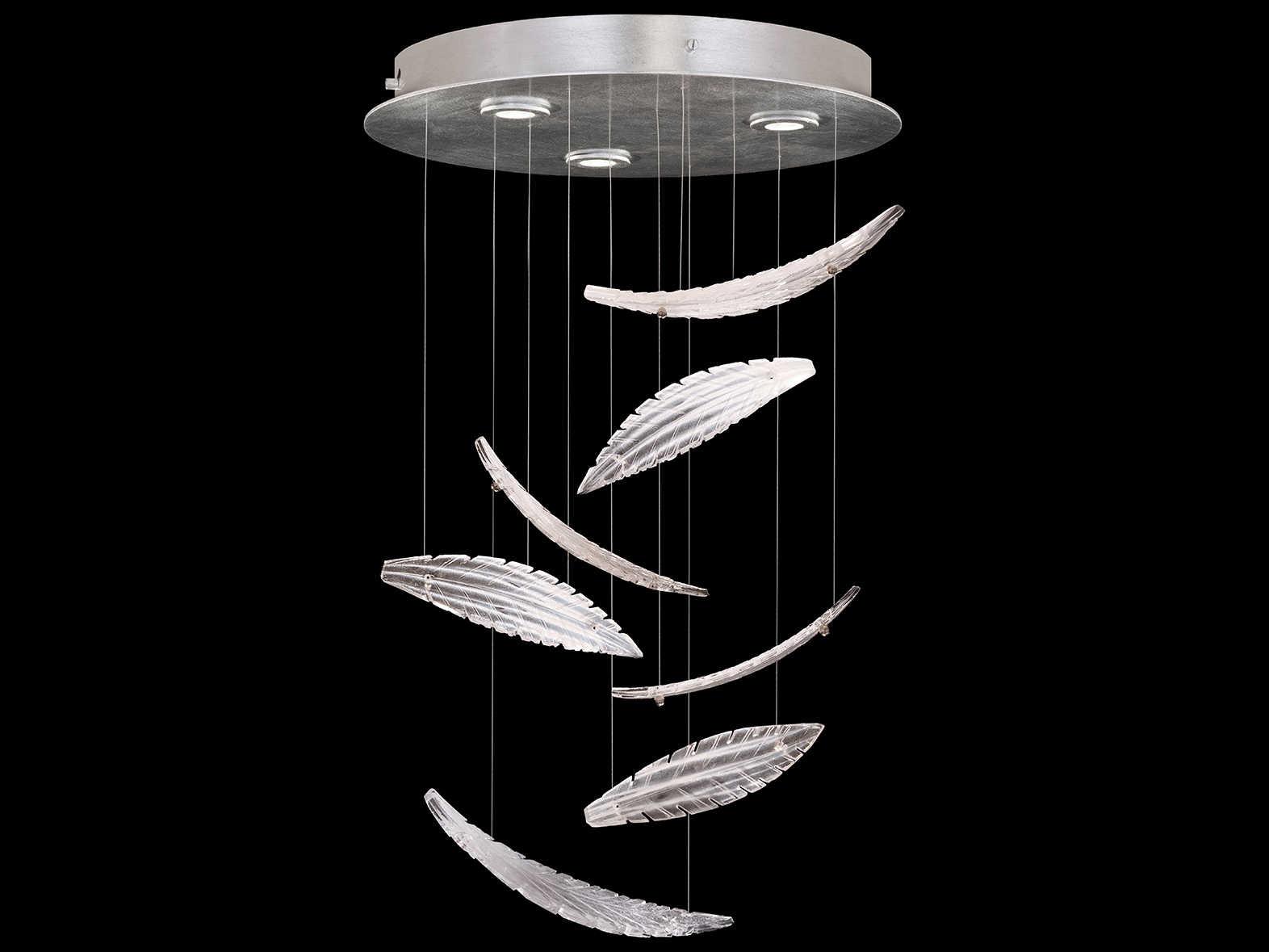 Fine Art Handcrafted Lighting Elevate 8-Light Silver Leaf Crystal Glass Pendant