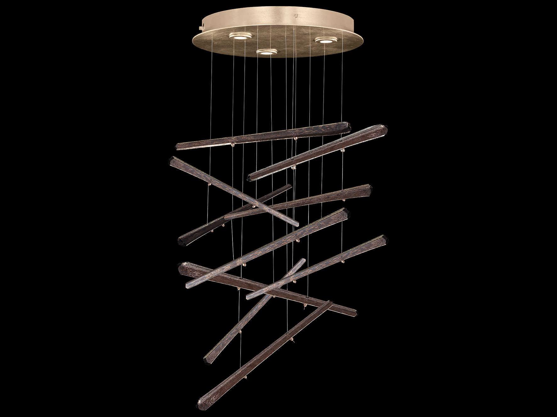 Fine Art Handcrafted Lighting Elevate 8-Light Gold Leaf Glass LED Pendant