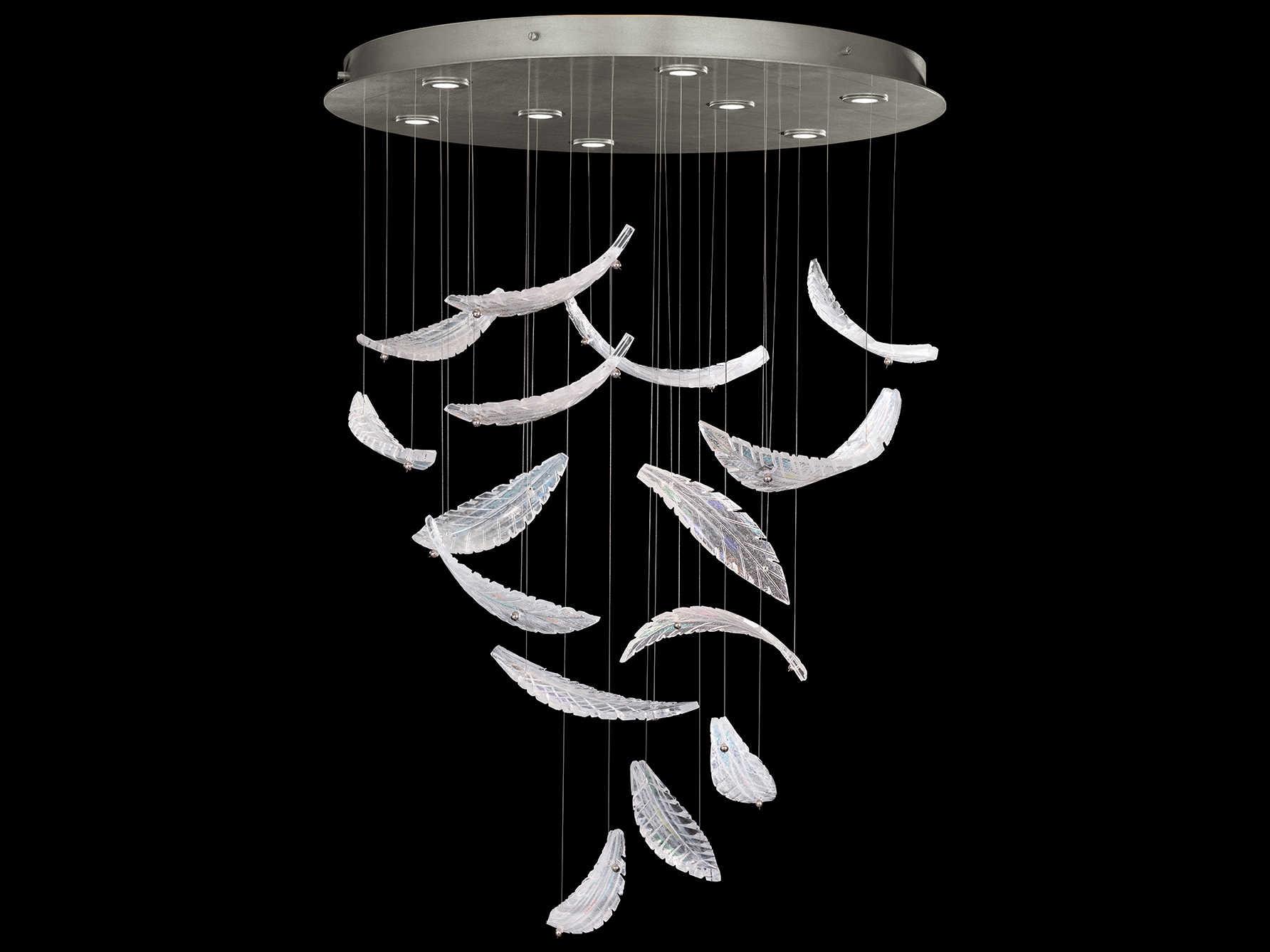 Fine Art Handcrafted Lighting Elevate 8-Light Silver Leaf Crystal Glass Pendant