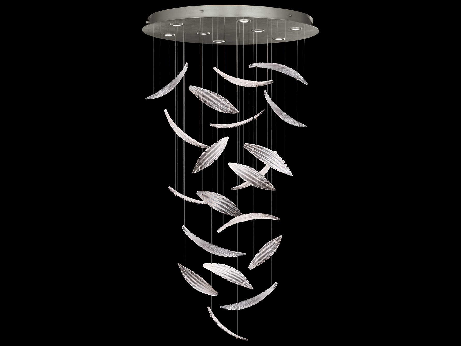 Fine Art Handcrafted Lighting Elevate 8-Light Silver Leaf Crystal Glass Pendant