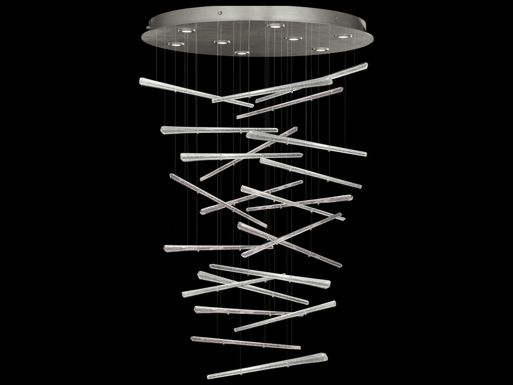 Fine Art Handcrafted Lighting Elevate 8-Light Silver Leaf Crystal Glass Pendant