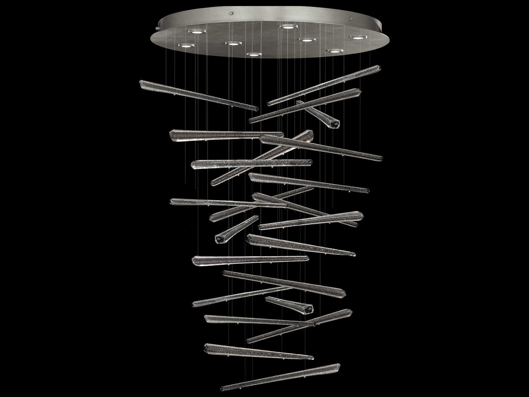 Fine Art Handcrafted Lighting Elevate 8-Light Silver Leaf Crystal Glass Pendant