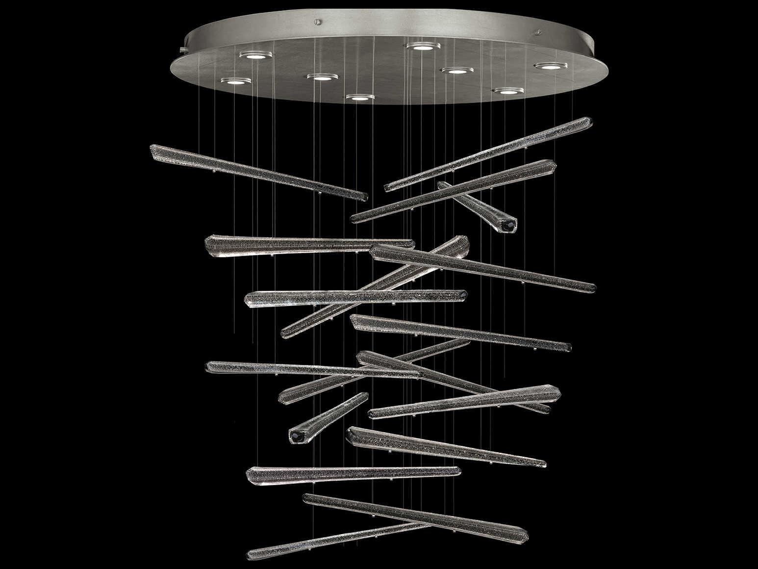 Fine Art Handcrafted Lighting Elevate 8-Light Silver Leaf Crystal Glass Pendant