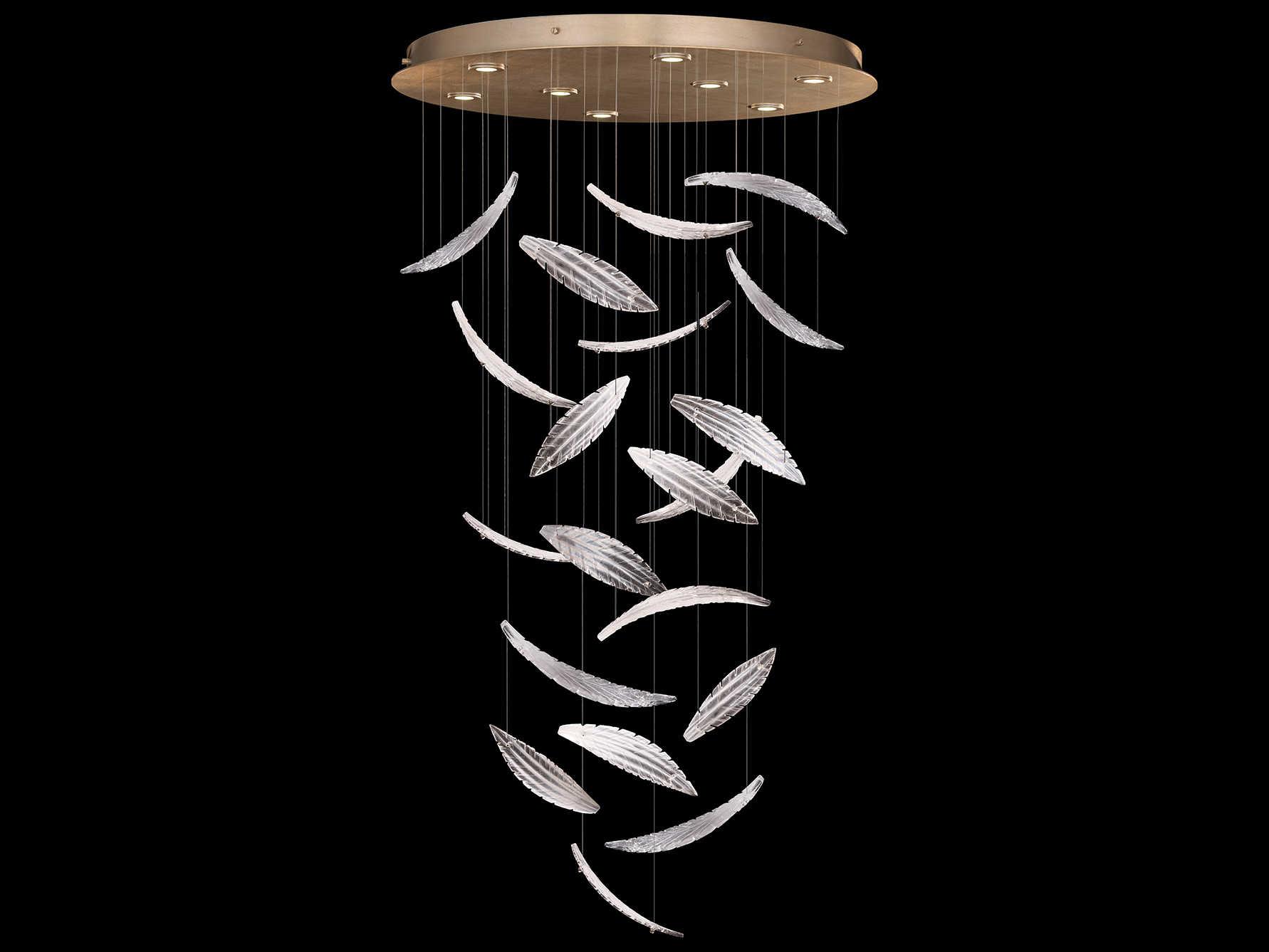 Fine Art Handcrafted Lighting Elevate 8-Light Gold Leaf Crystal Glass Pendant