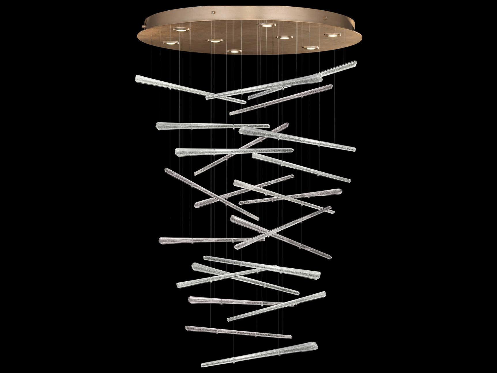 Fine Art Handcrafted Lighting Elevate 8-Light Gold Leaf Crystal Glass Pendant