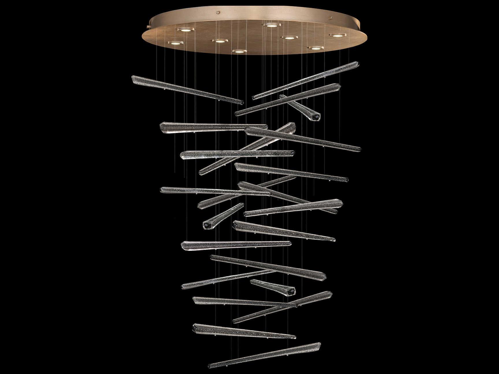 Fine Art Handcrafted Lighting Elevate 8-Light Gold Leaf Crystal Glass Pendant