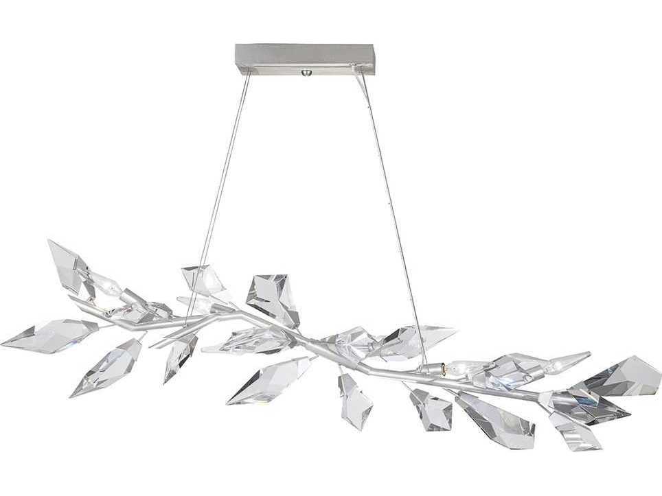 Fine Art Handcrafted Lighting Foret 6-Light Silver Leaf Crystal Island Pendant