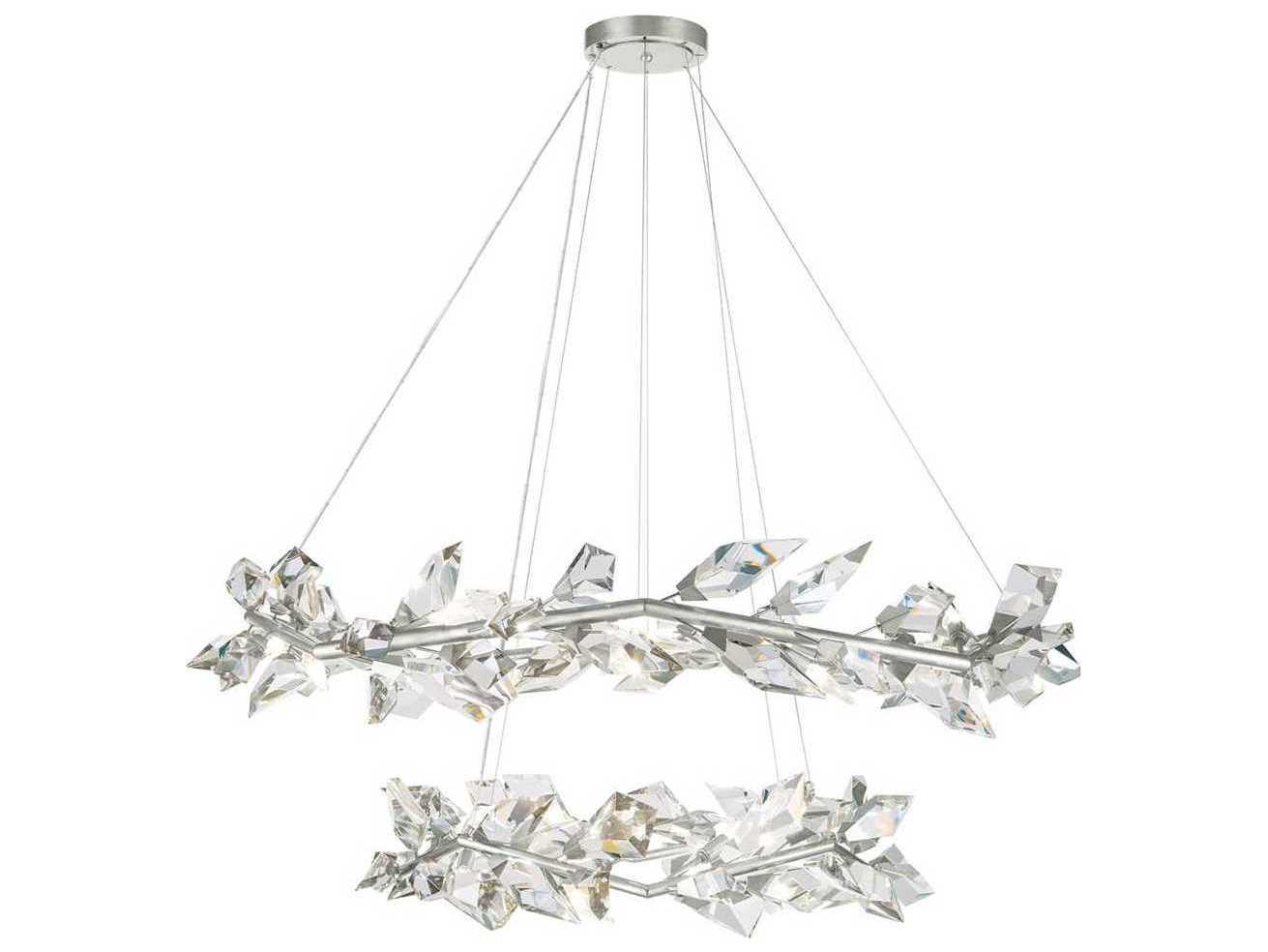 Fine Art Handcrafted Lighting Foret 20-Light Silver Leaf Crystal Pendant