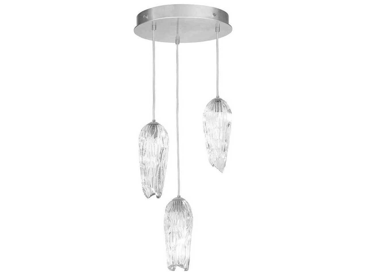 Fine Art Handcrafted Lighting Las Olas 3-Light Silver Leaf Glass Pendant