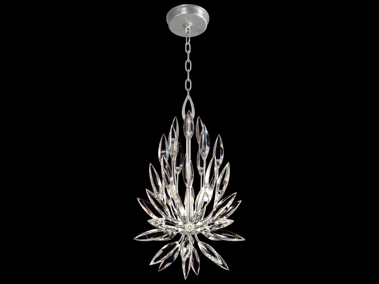 Fine Art Handcrafted Lighting Lily Buds 3-Light Silver Crystal Pendant