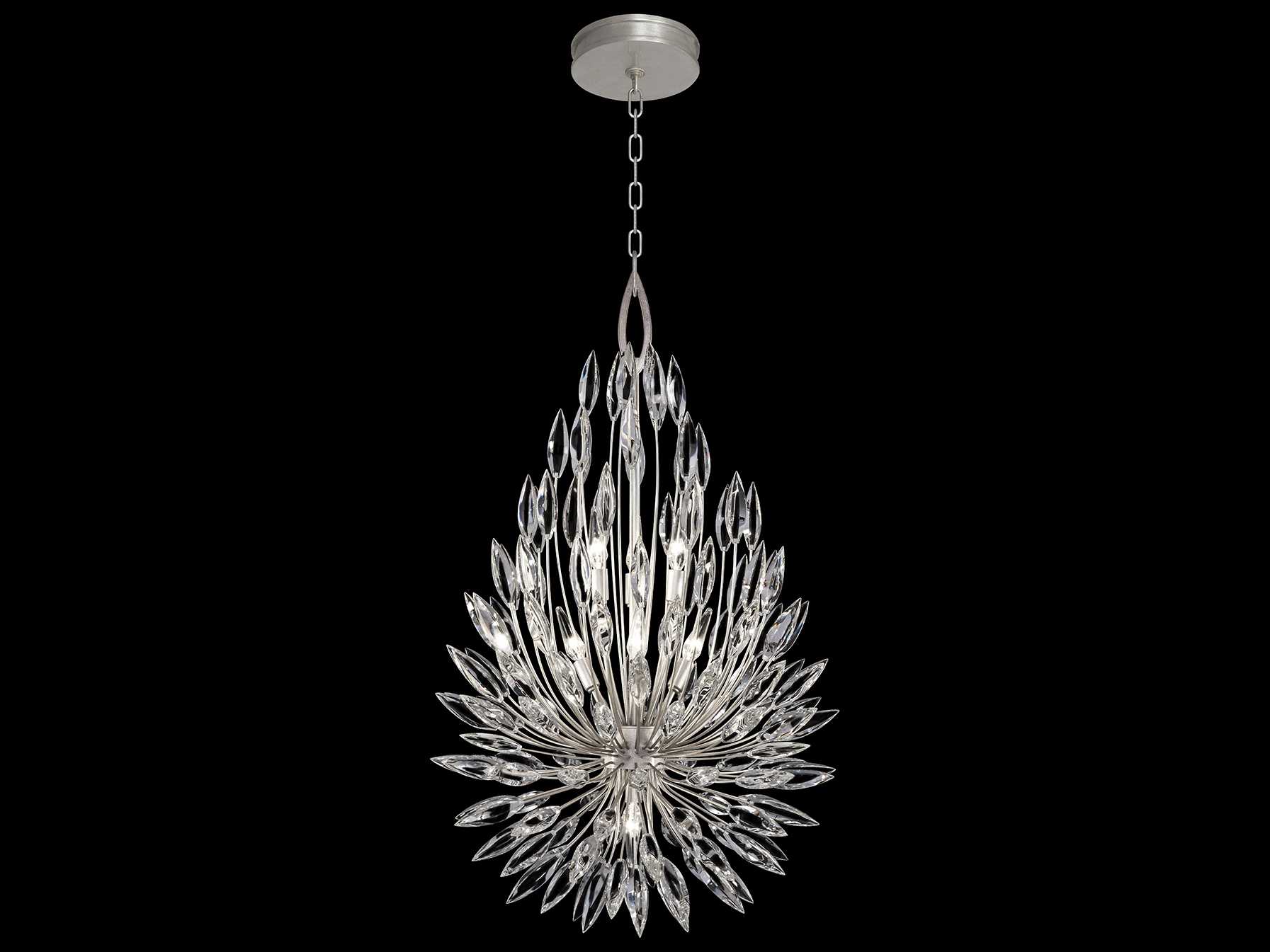 Fine Art Handcrafted Lighting Lily Buds 6-Light Silver Crystal Tiered Pendant