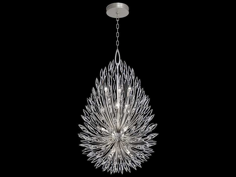 Fine Art Handcrafted Lighting Lily Buds 12-Light Silver Crystal Tiered Pendant