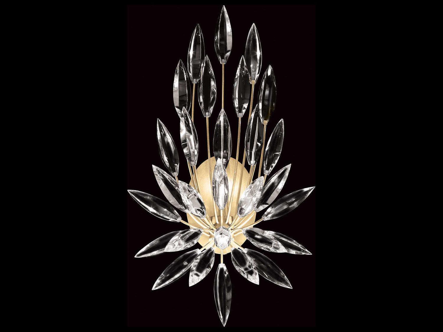 Fine Art Handcrafted Lighting Lily Buds 1-Light Gold Leaf Crystal Wall Sconce