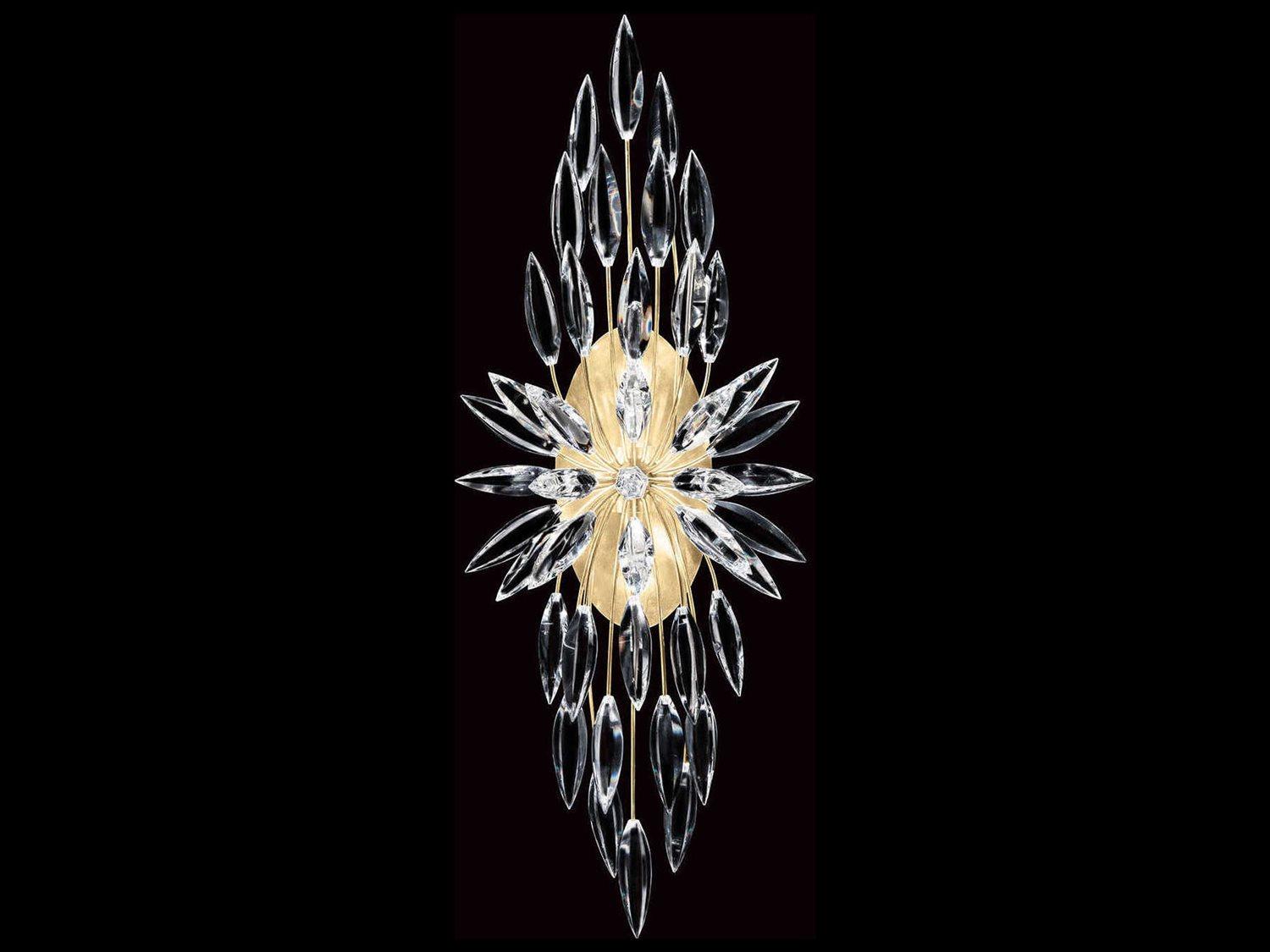 Fine Art Handcrafted Lighting Lily Buds 2-Light Gold Leaf Crystal Wall Sconce
