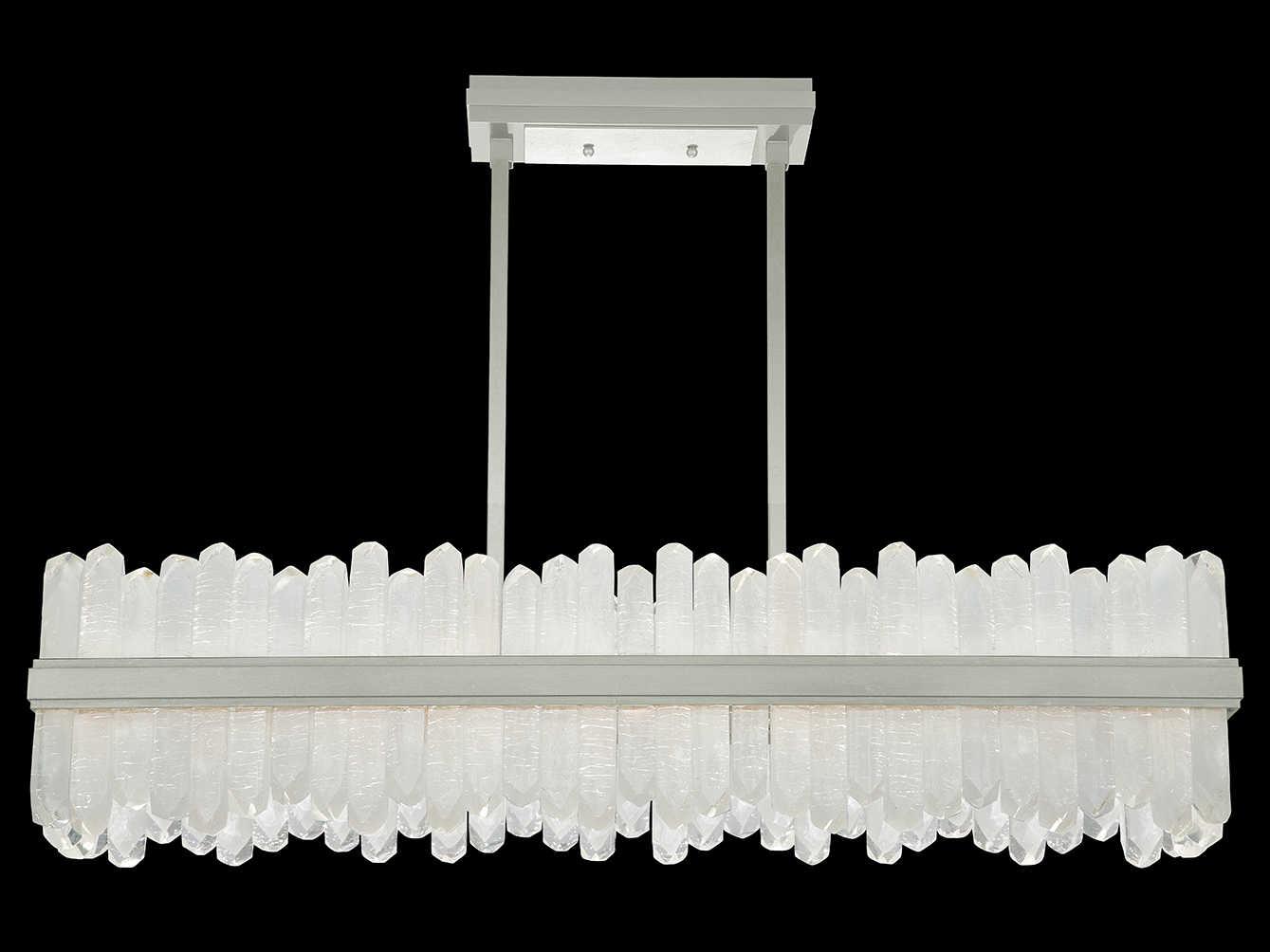 Fine Art Handcrafted Lighting Lior 48-Light Silver Glass LED Drum Island Pendant