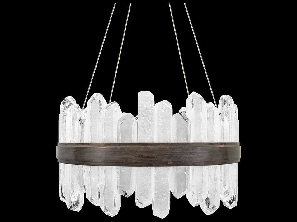 Fine Art Handcrafted Lighting Lior 24-Light Patinated Bronze Glass LED Drum Pendant