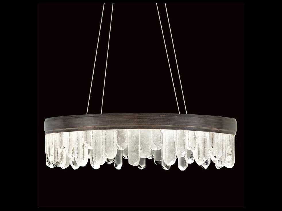 Fine Art Handcrafted Lighting Lior 20-Light Patinated Bronze Glass LED Drum Pendant