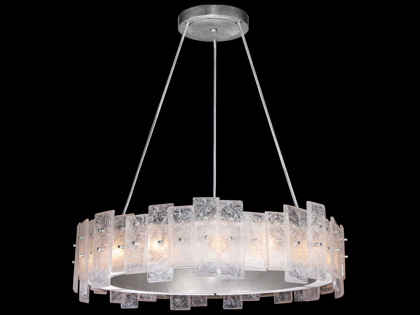 Fine Art Handcrafted Lighting Lunea 15-Light Silver Glass Drum Pendant