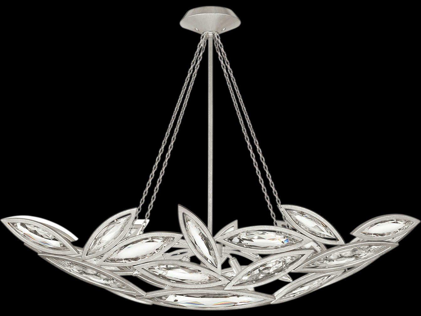 Fine Art Handcrafted Lighting Marquise 7-Light Silver Crystal Pendant