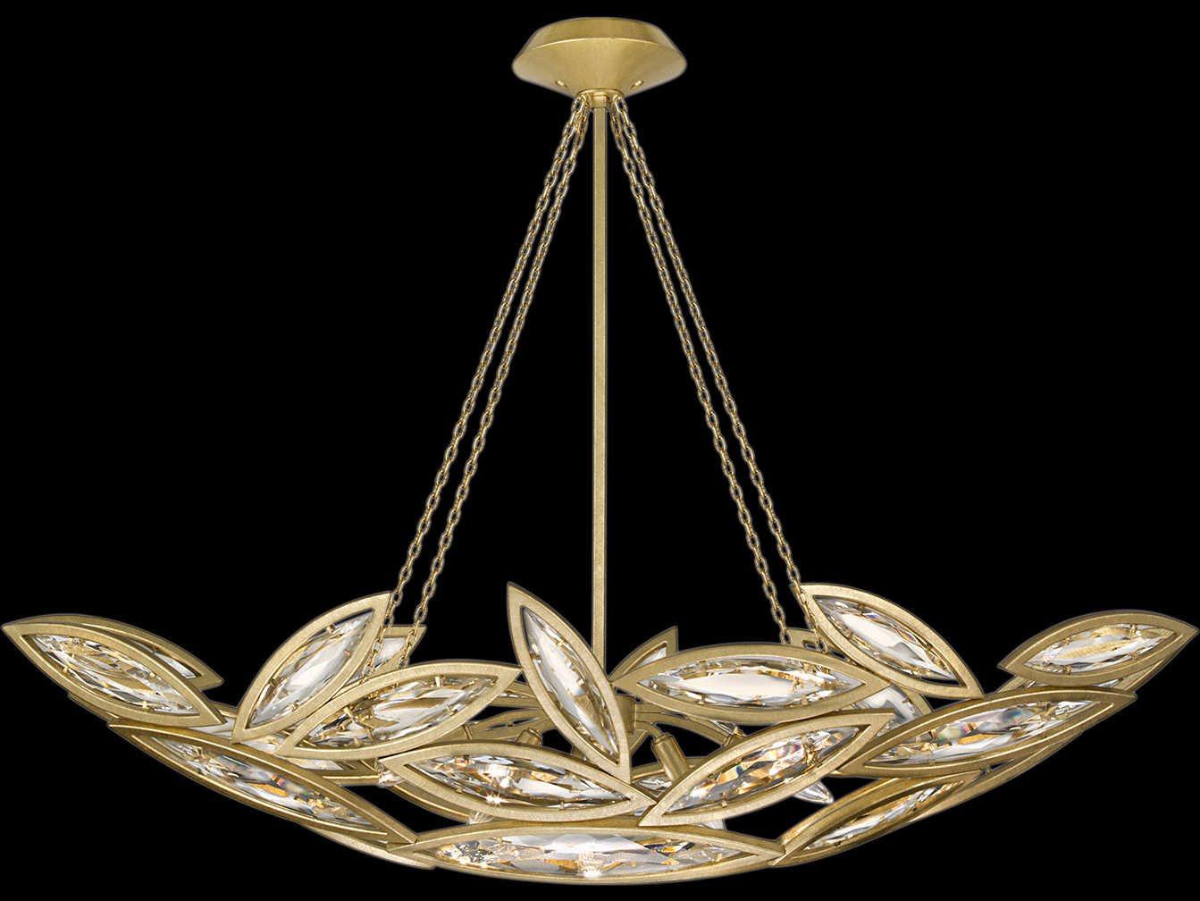 Fine Art Handcrafted Lighting Marquise 7-Light Gold Crystal Pendant