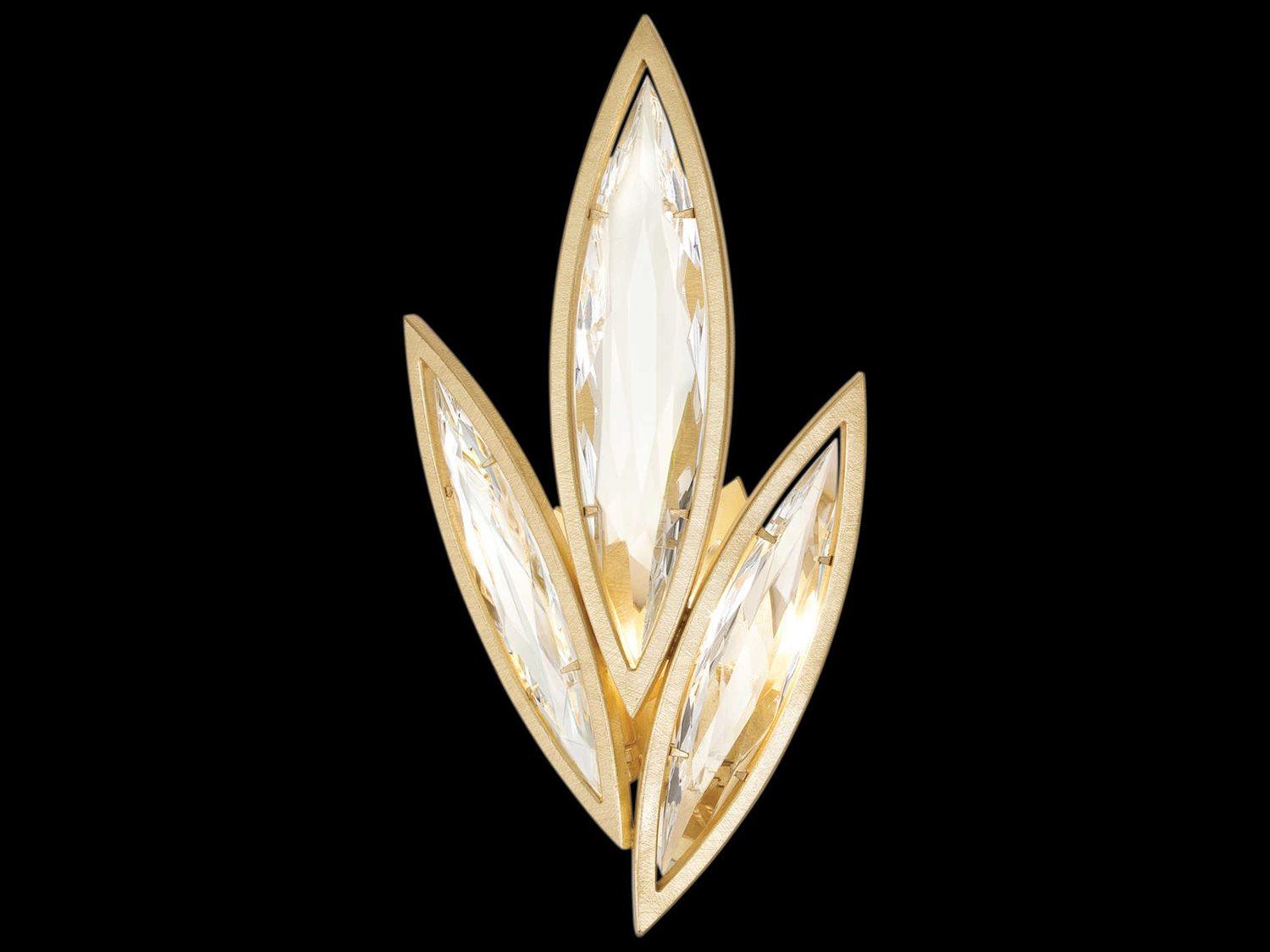 Fine Art Handcrafted Lighting Marquise Gold Crystal Wall Sconce