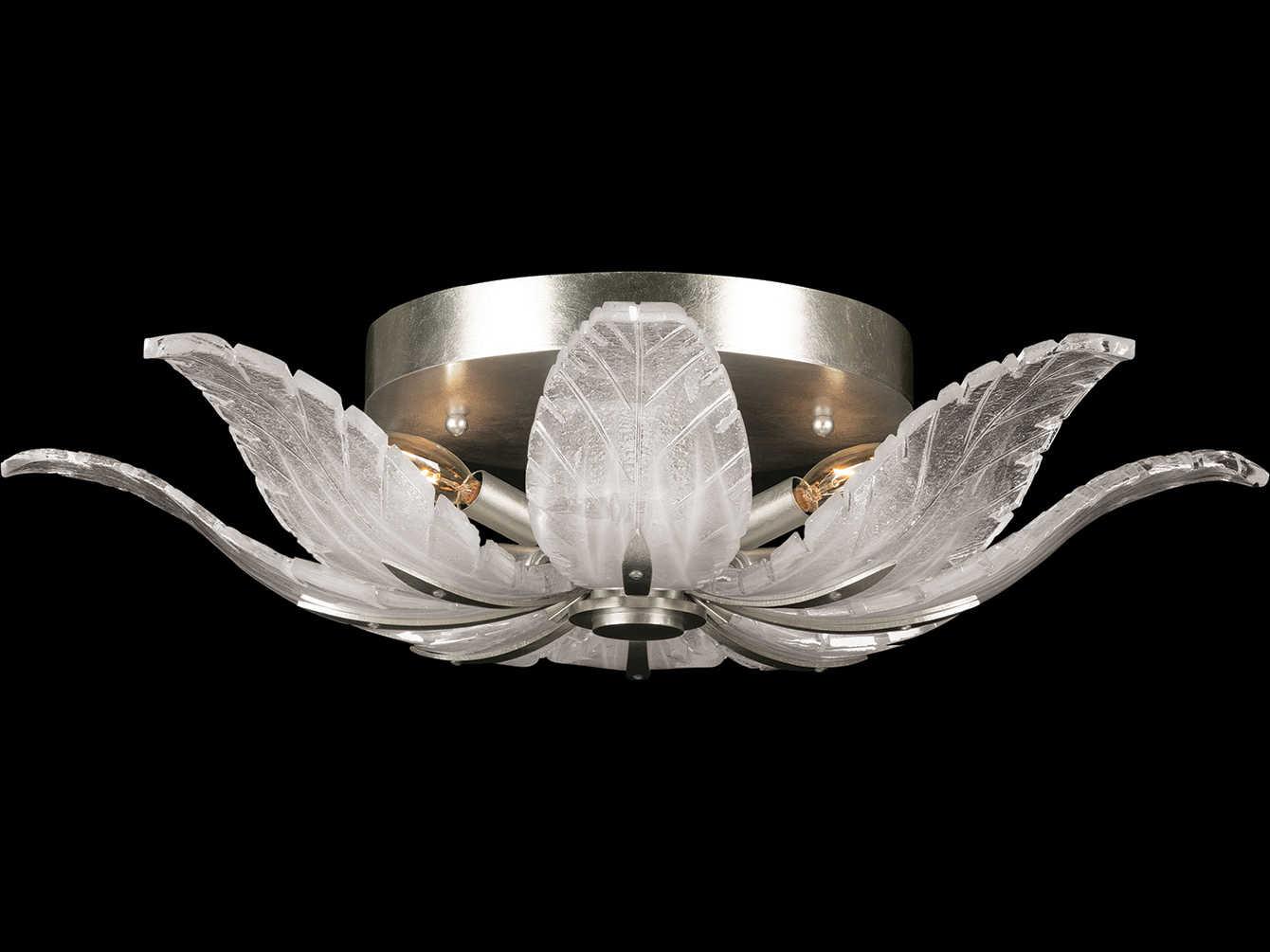 Fine Art Handcrafted Lighting Plume 4-Light Silver Crystal Glass Flush Mount